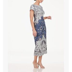 J.S. Collection Mother of the Bride Formal Midi Dress Blue Event Wedding Size 16